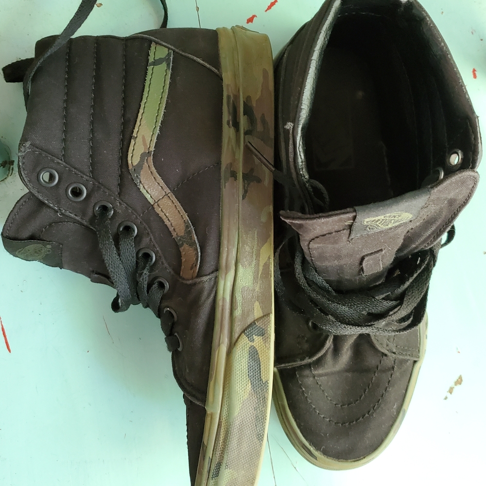 Vans Black and Camo High-Top Sneakers